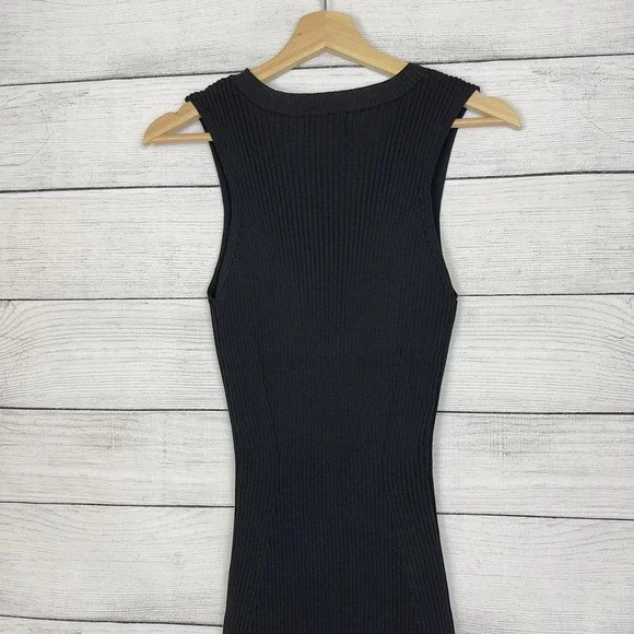 All : Row Ribbed Knit Dress‎ Size Medium Black Very Stretchy Modern Minimalist - Picture 5 of 9